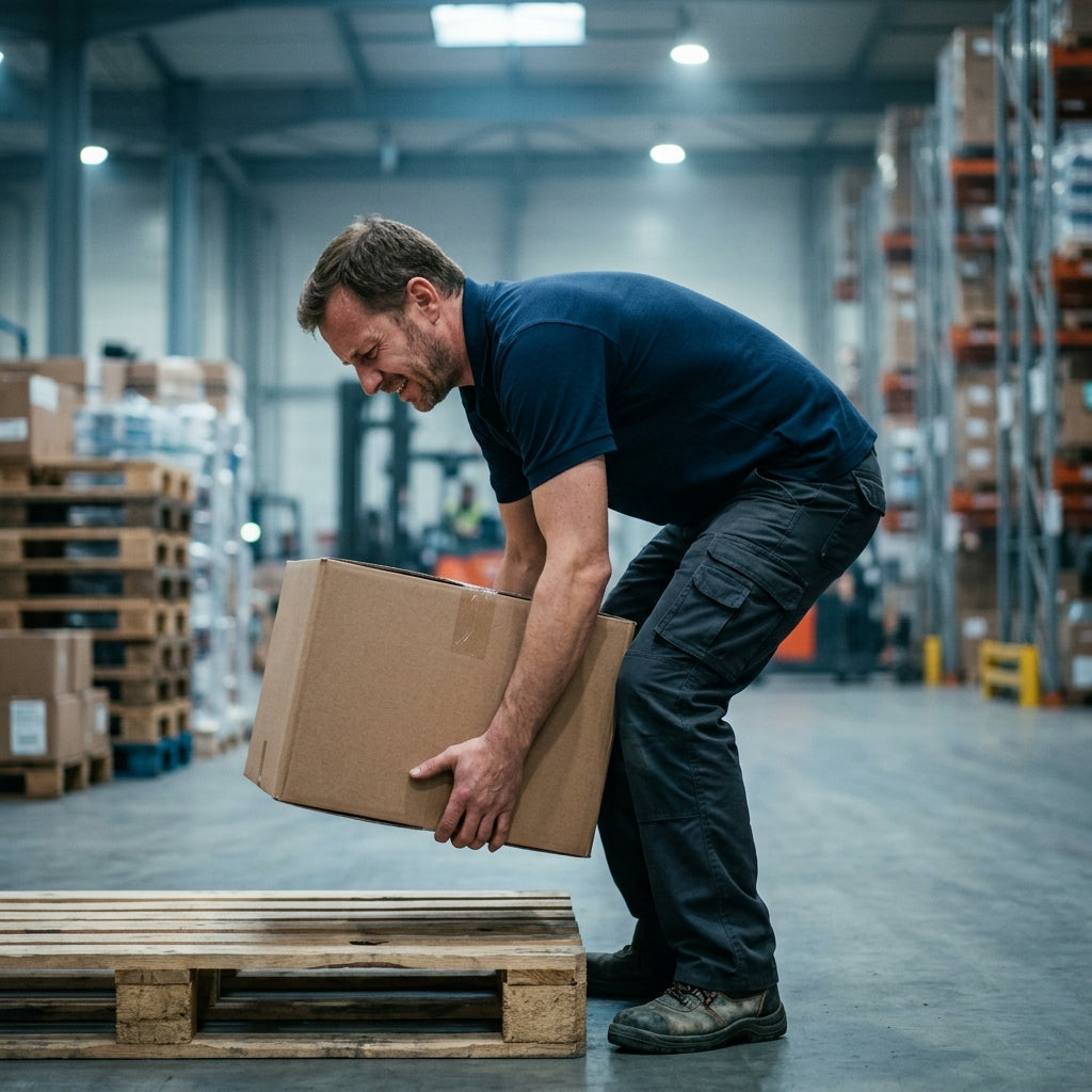 Sans Exosafe : posture contrainte sous charge